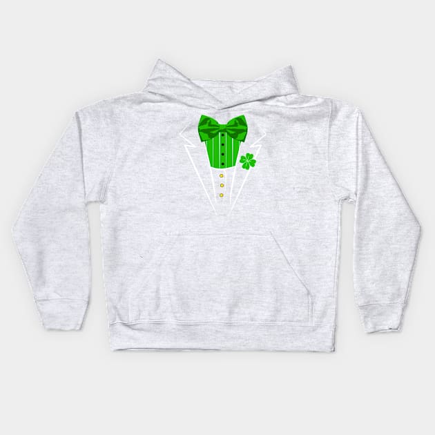 Saint Patrick's Day Irish Funny Tuxedo Costume Pub Kids Hoodie by PugSwagClothing